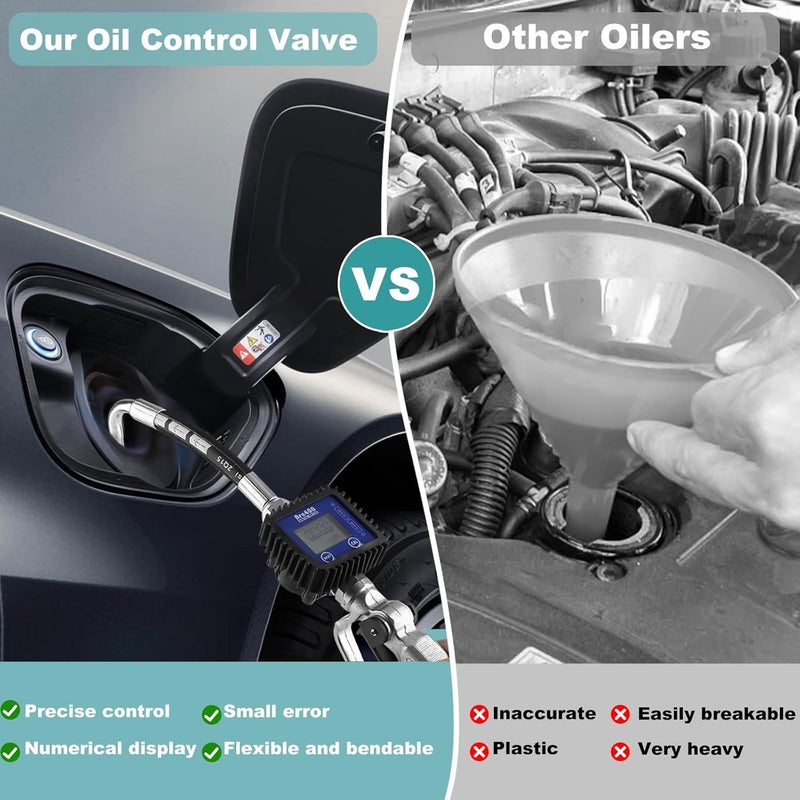 VINGVO Oil Control Valve Meter Nozzle 1/2", Digital Oil Control Valve Dispensing Nozzle, Heavy Duty Air Operated Electronic Oil Metering Gun with LCD Meter for Motor Oil, 1/2 Inch NPT Inlet - Image 5